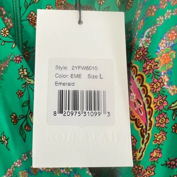 Hale Bob woman’s V neck Green Paisley mini Dress - Picture 6 of 10